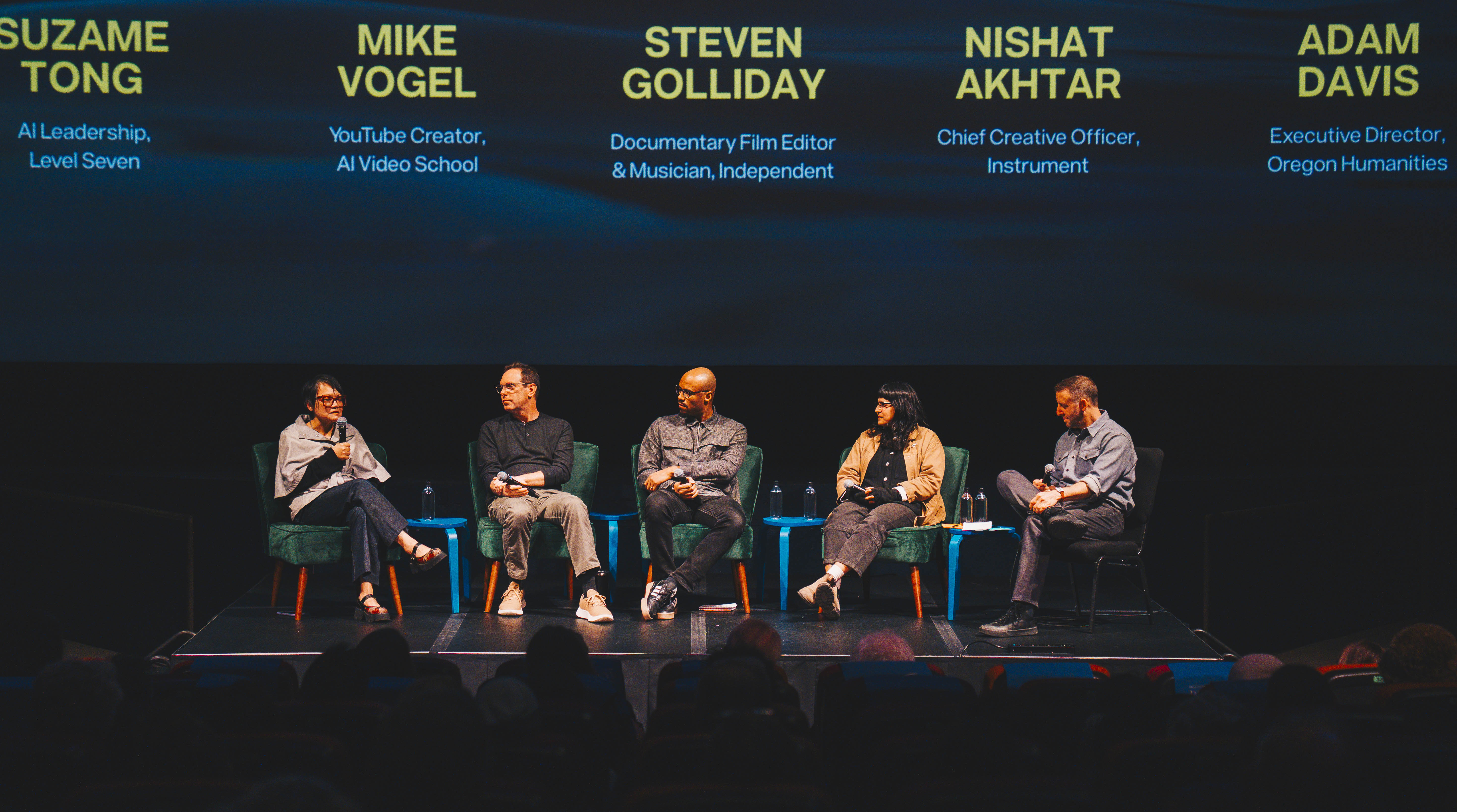 Suzame Tong speaking on a panel about AI leadership